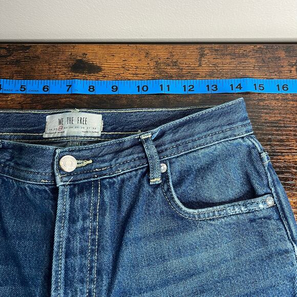 Free People We The Free Maggie Mid Rise Straight in Sequoia Blue Size 26 Raw Hem - Picture 11 of 12